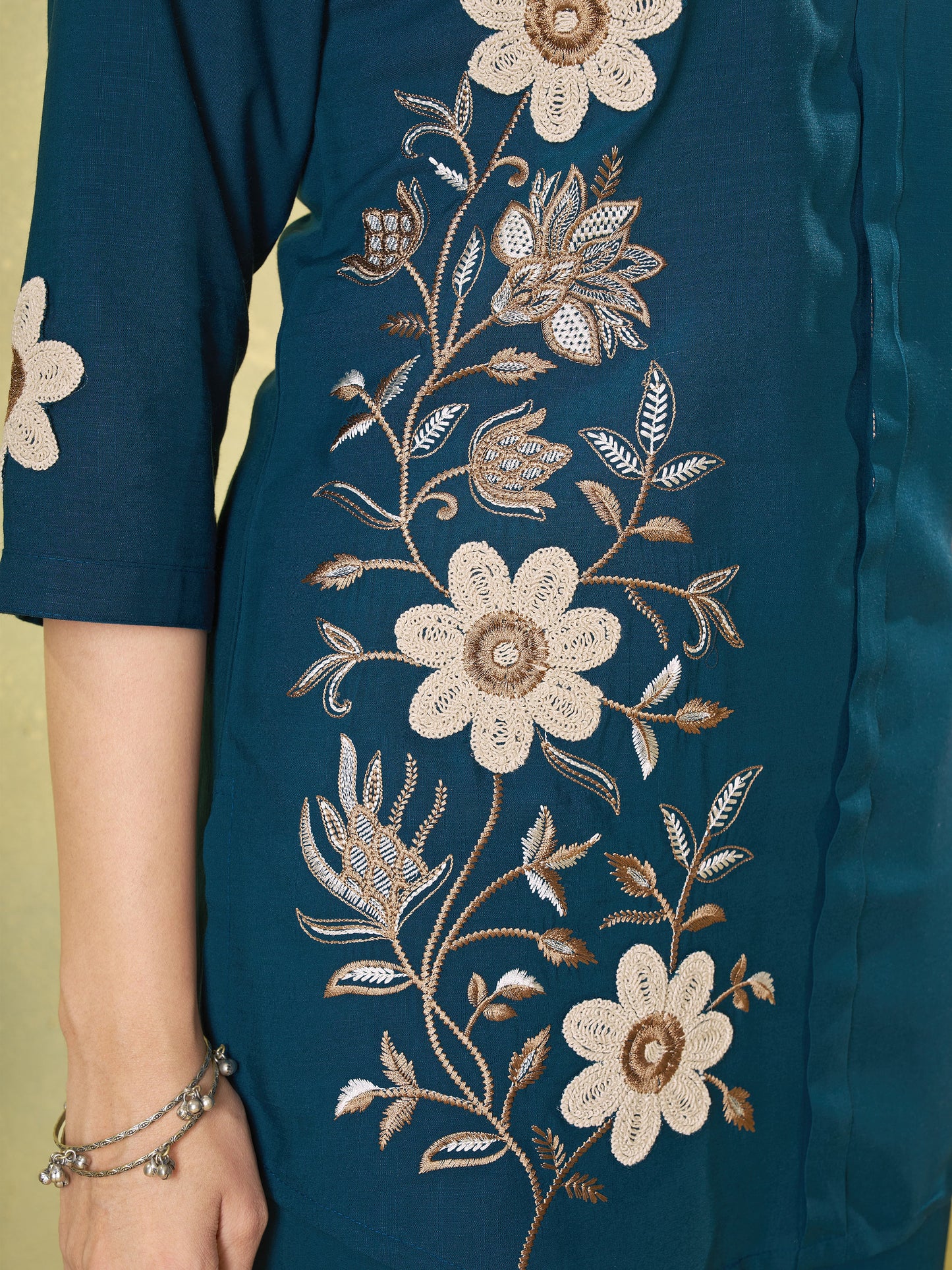 Premium Morpich Blue Embroidered Heavy Rayon Co-ord Set