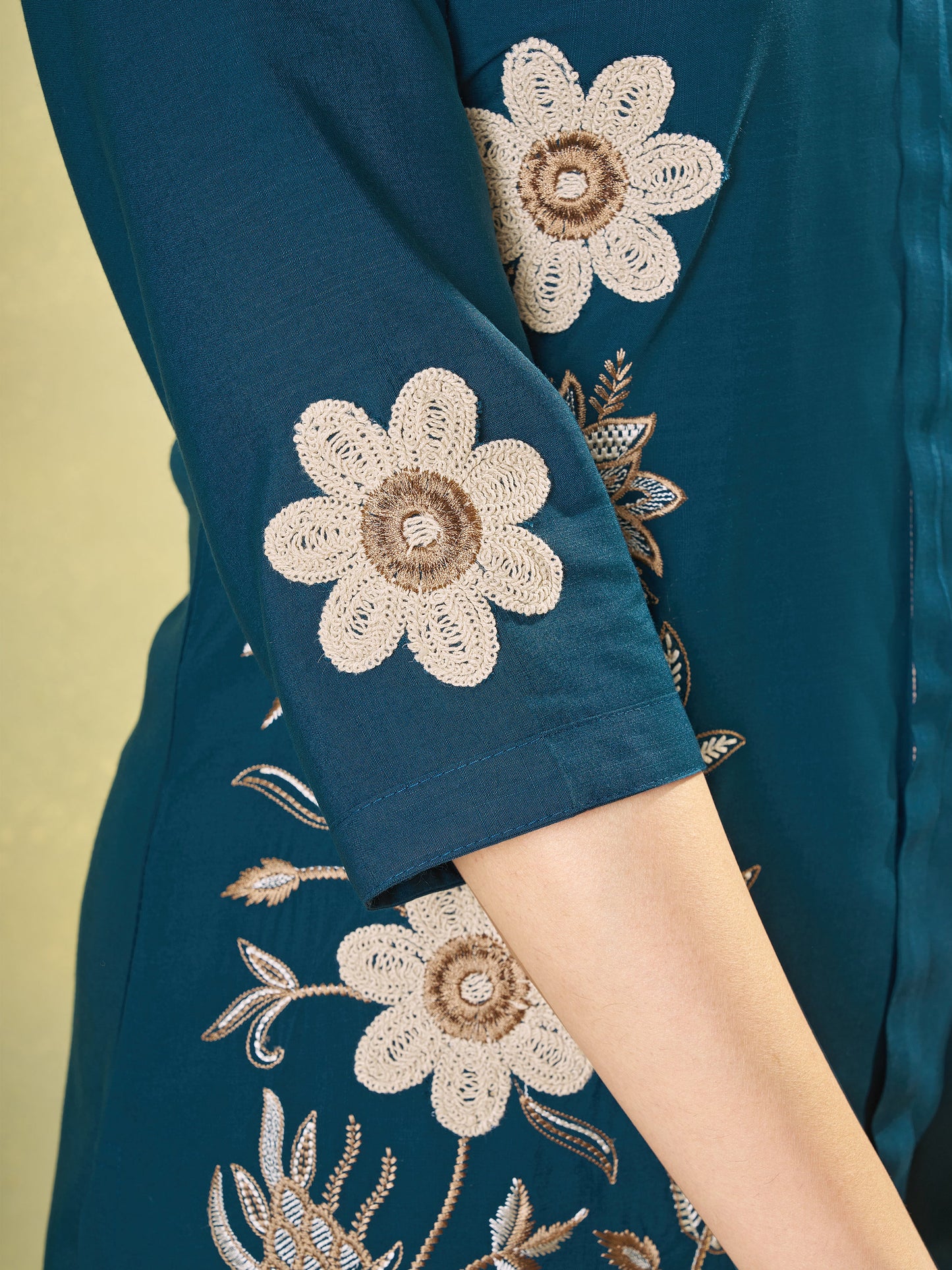Premium Morpich Blue Embroidered Heavy Rayon Co-ord Set
