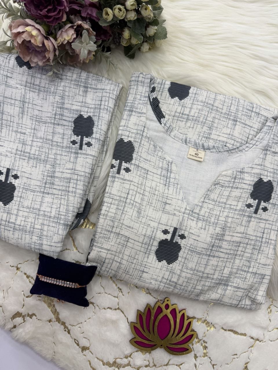 Premium Linen Cotton Printed Kurti & Pant Set