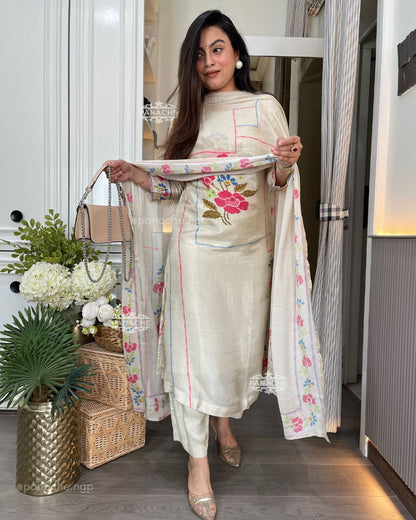 Rita Floral Printed Muslin Suit Set with Dupatta