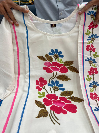 Rita Floral Printed Muslin Suit Set with Dupatta
