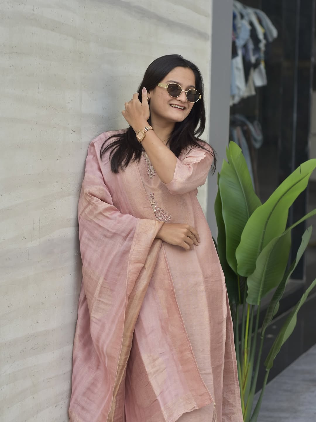 Premium Blush Pink Pure Banarasi Zari Jacquard Suit Set