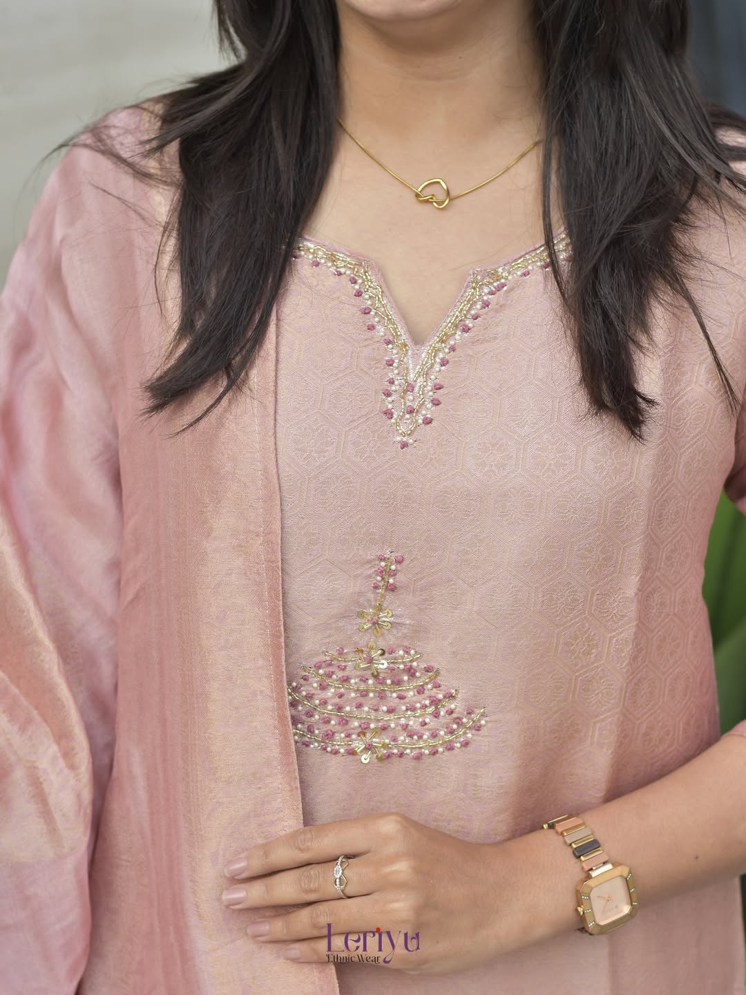 Premium Blush Pink Pure Banarasi Zari Jacquard Suit Set