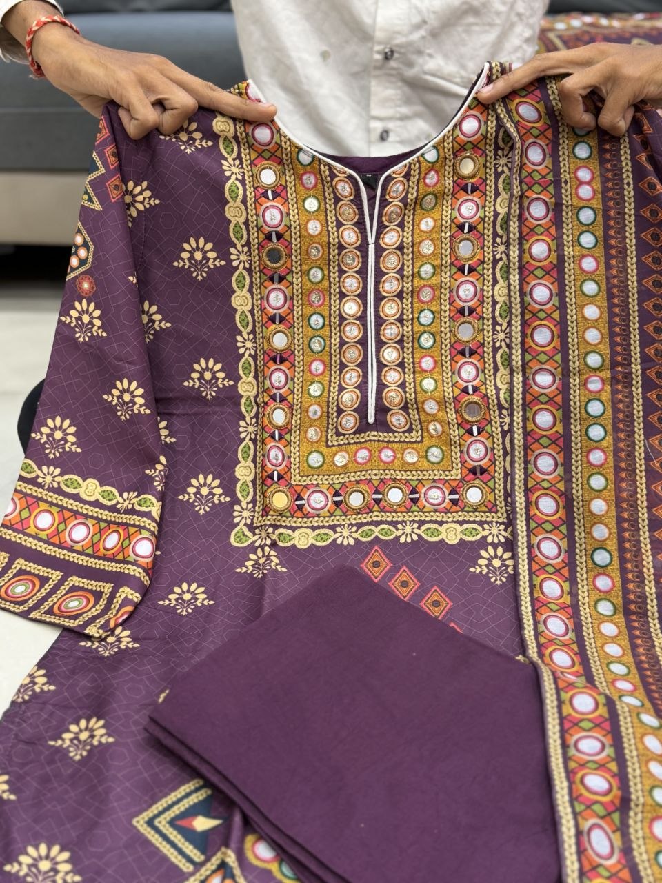 Designer Pure Burbary Silk Embroidered Suit Set with Chanderi Dupatta